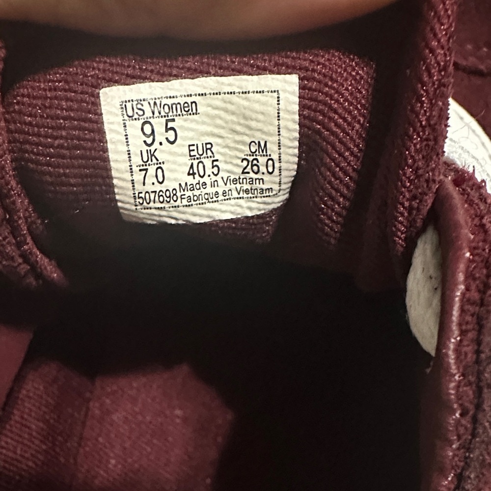 Vans Women's Burgundy and White Sneakers - Picture 7 of 10